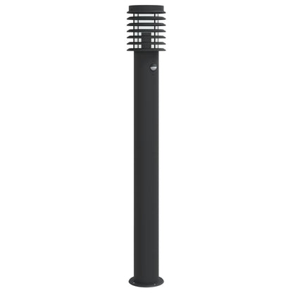 Lampada Da Terra Per Esterni Sensore Nera 110 Cm In Acciaio Nero