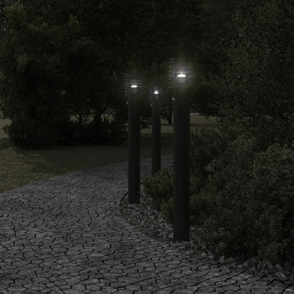 Lampada Da Terra Per Esterni Sensore Nera 110 Cm In Acciaio Nero