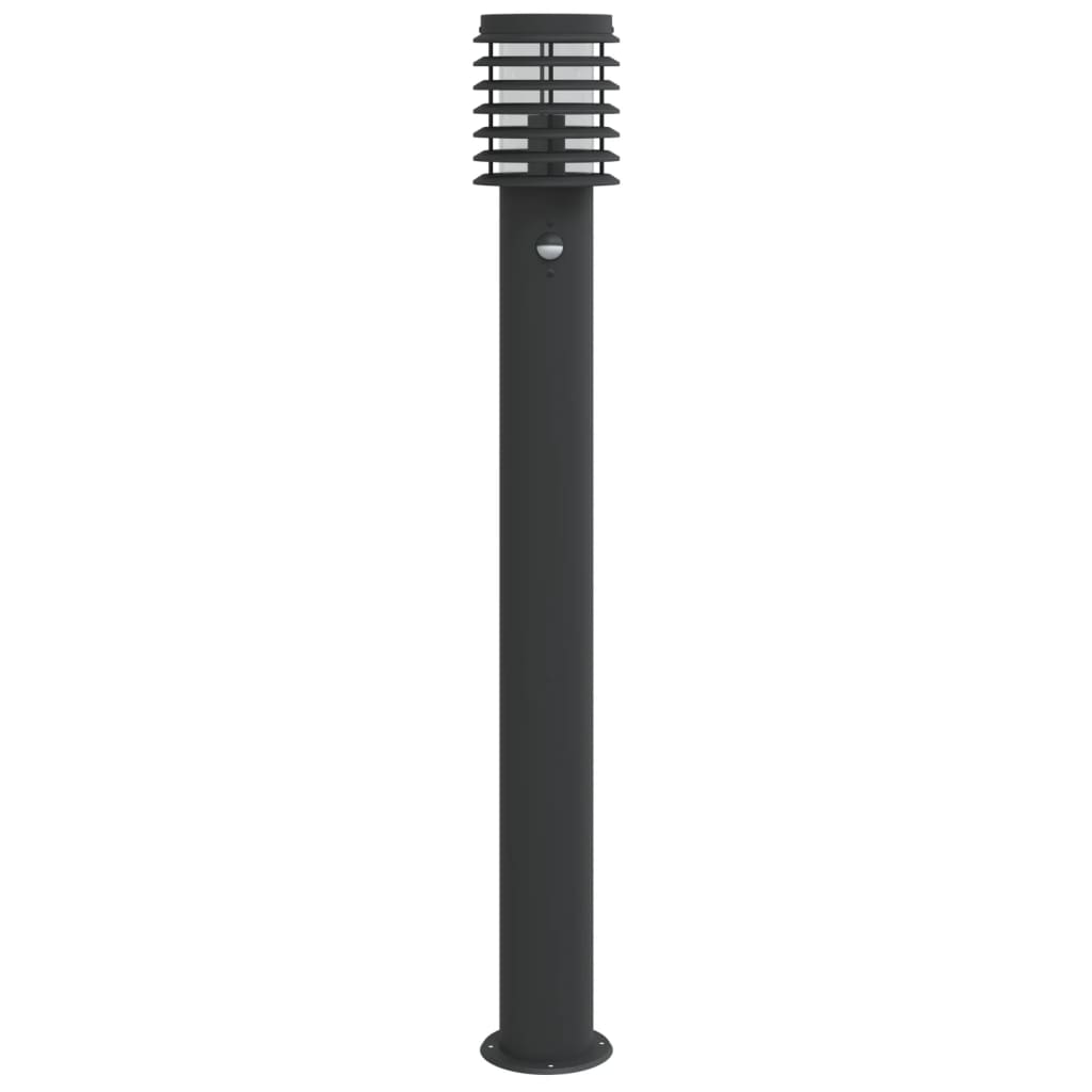 Lampada Da Terra Per Esterni Sensore Nera 110 Cm In Acciaio Nero