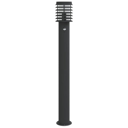Lampada Da Terra Per Esterni Sensore Nera 110 Cm In Acciaio Nero