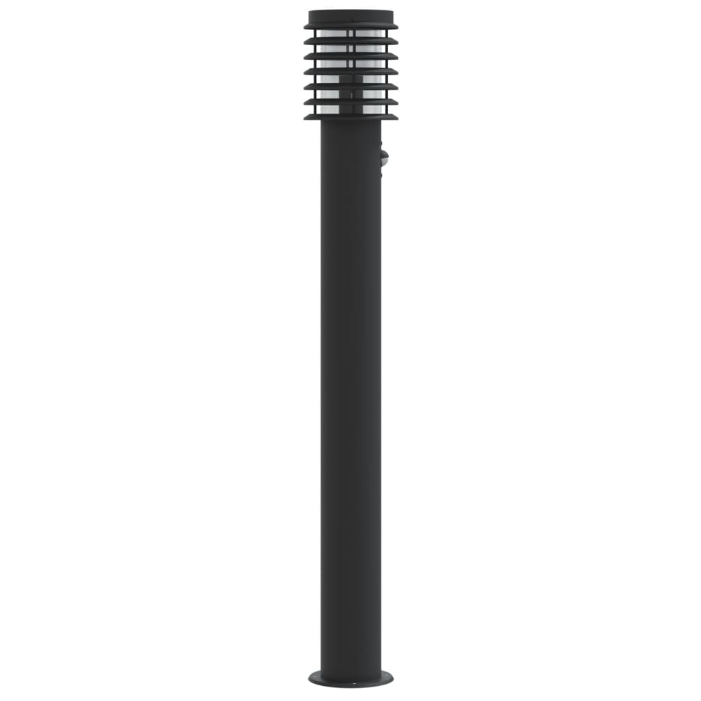 Lampada Da Terra Per Esterni Sensore Nera 110 Cm In Acciaio Nero