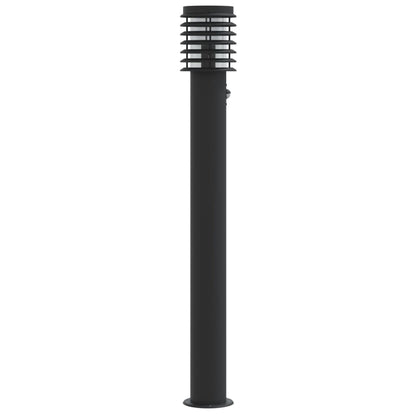 Lampada Da Terra Per Esterni Sensore Nera 110 Cm In Acciaio Nero