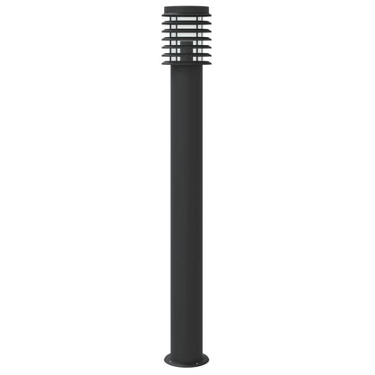 Lampada Da Terra Per Esterni Sensore Nera 110 Cm In Acciaio Nero