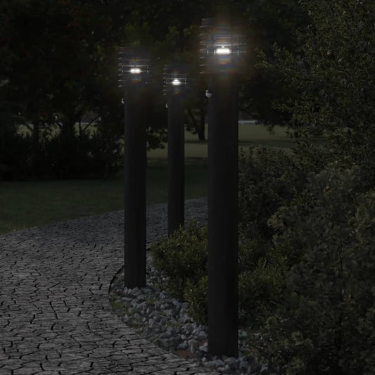 Lampada Da Terra Per Esterni Sensore Nera 110 Cm In Acciaio Nero