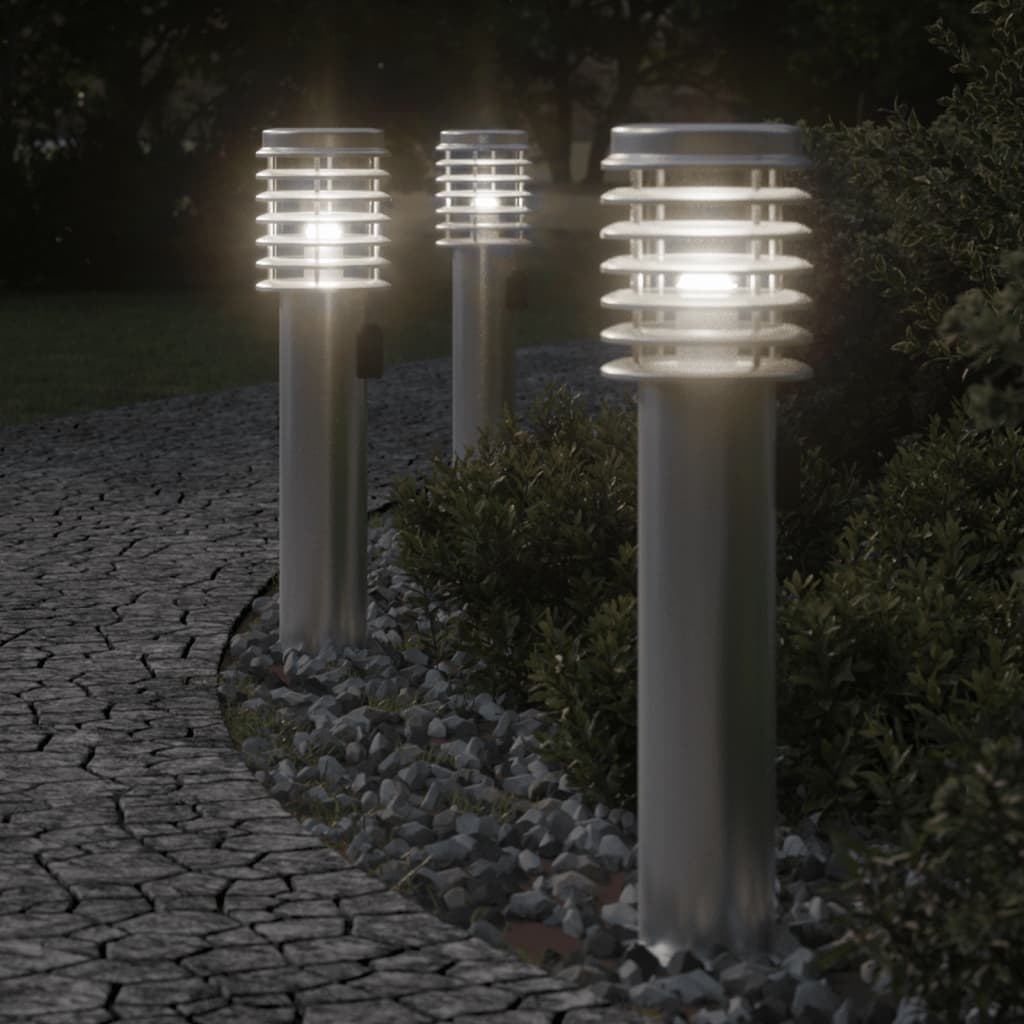 Lampada Da Terra Per Esterni Sensore 60 Cm In Acciaio Argento