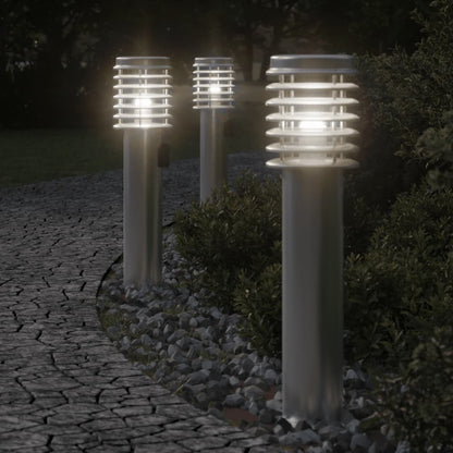 Lampada Da Terra Per Esterni Sensore 60 Cm In Acciaio Argento