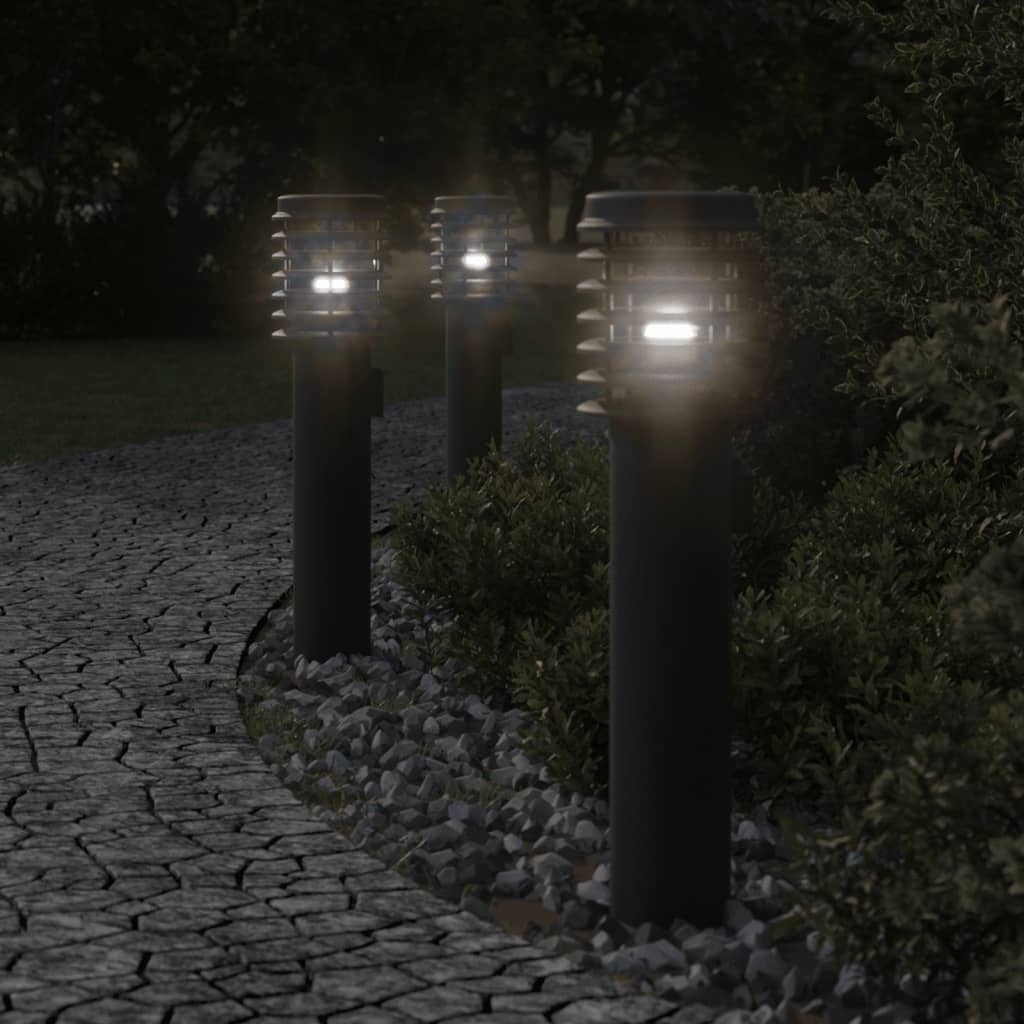 Lampada Da Terra Per Esterni Sensore Nera 60 Cm In Acciaio Nero