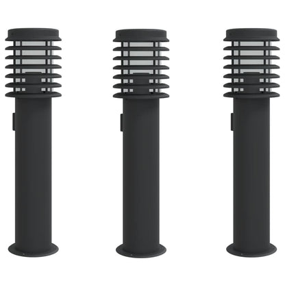 Lampade Da Terra Per Esterni 3 Pz Nere 60 Cm Acciaio Nero