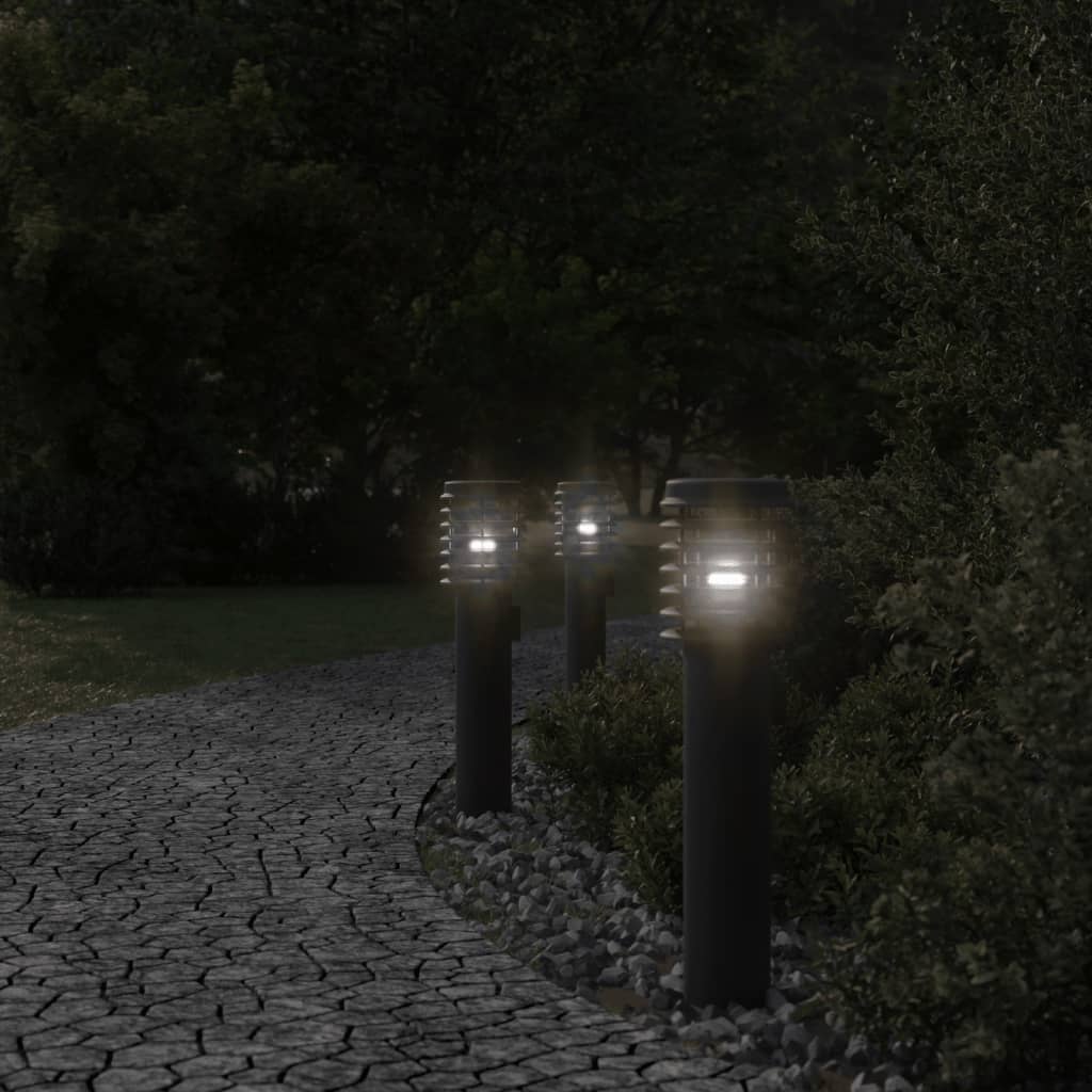 Lampade Da Terra Per Esterni 3 Pz Nere 60 Cm Acciaio Nero