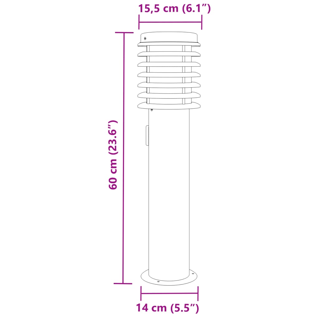 Lampade Da Terra Per Esterni 3 Pz Nere 60 Cm Acciaio Nero