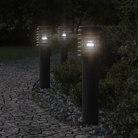 Lampade Da Terra Per Esterni 3 Pz Nere 60 Cm Acciaio Nero