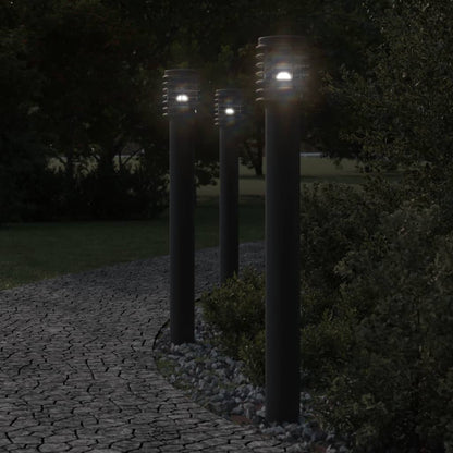 Lampada Da Terra Per Esterni Sensore Nera 110 Cm In Acciaio Nero
