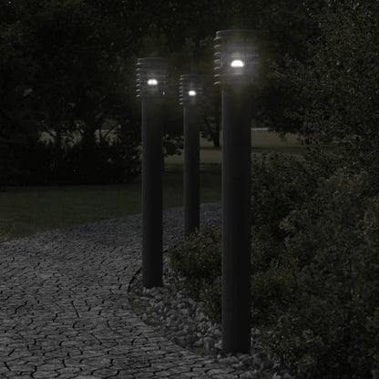 Lampade Da Terra Per Esterni 3 Pz Nere 110 Cm In Acciaio Inox Nero