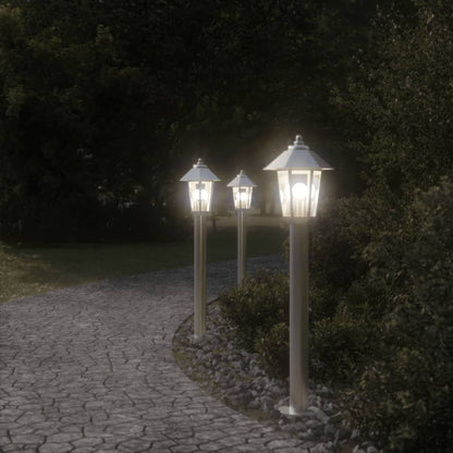 Lampada Da Terra Per Esterni In Acciaio Inox Argento