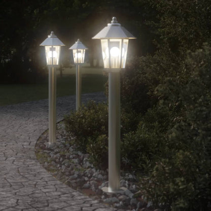 Lampada Da Terra Per Esterni In Acciaio Inox Argento