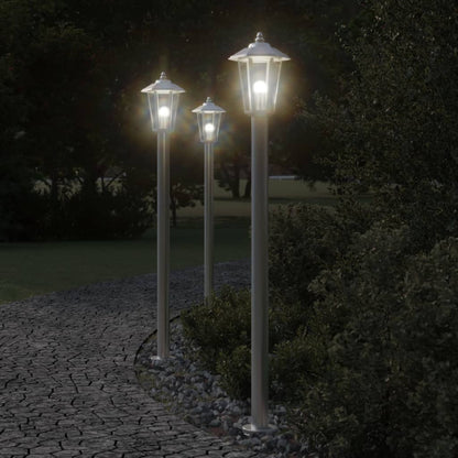 Lampada Da Terra Per Esterni In Acciaio Inox Argento