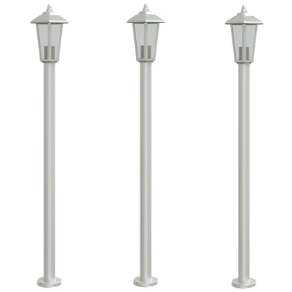 Lampade Da Terra Per Esterni 3 Pz 120Cm In Acciaio Inox Argento