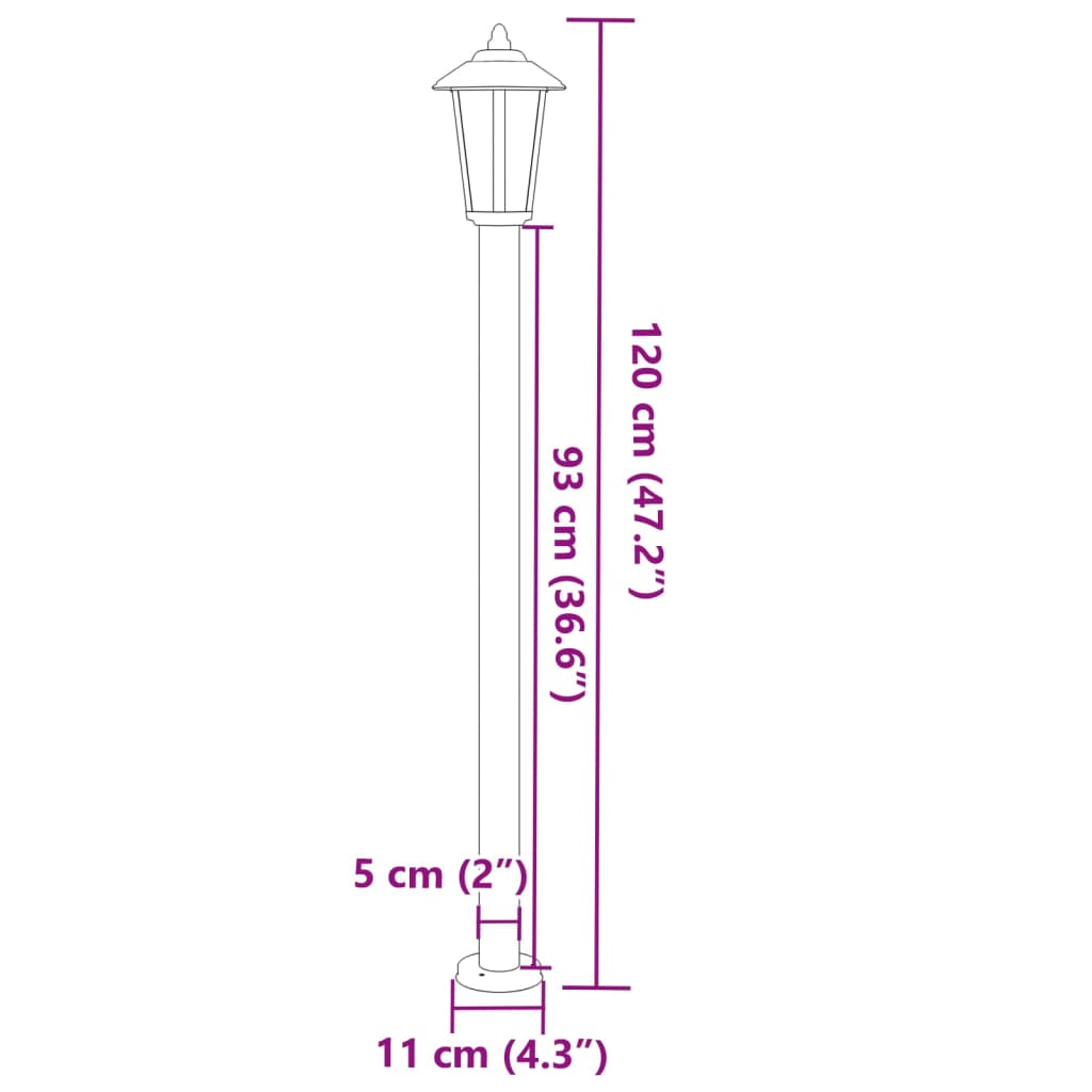 Lampade Da Terra Per Esterni 3 Pz 120Cm In Acciaio Inox Argento