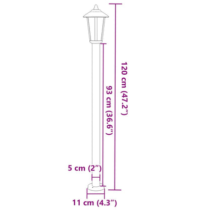Lampade Da Terra Per Esterni 3 Pz 120Cm In Acciaio Inox Argento