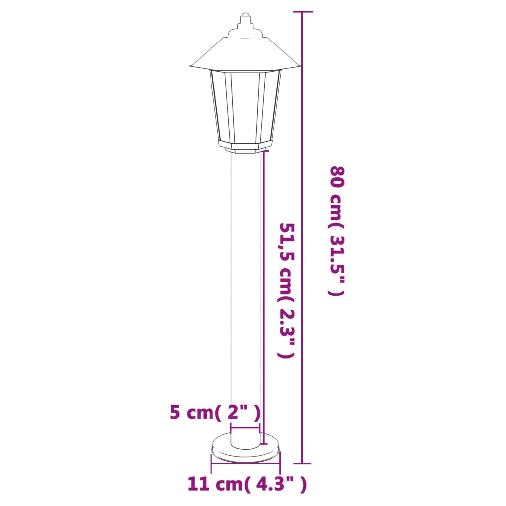 Lampada Da Terra Per Esterni Nera In Acciaio Inox Nero
