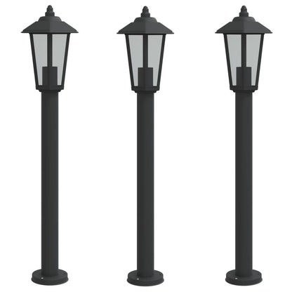 Lampade Da Terra Per Esterni 3 Pz Nere In Acciaio Inox Nero