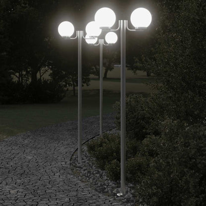 Lampade Da Terra Per Esterni 2Pz Argento 215Cm In Acciaio Inox