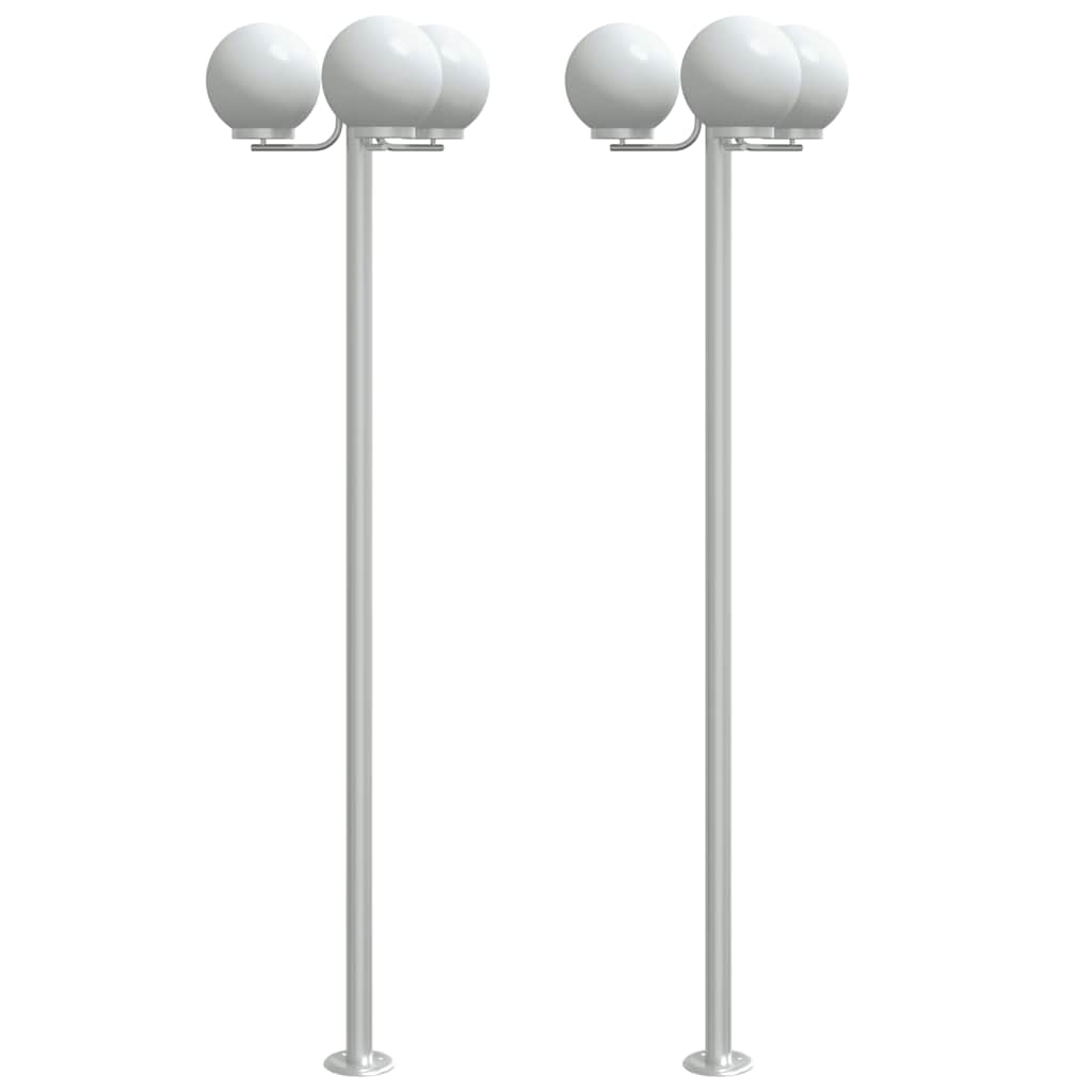 Lampade Da Terra Per Esterni 2Pz Argento 215Cm In Acciaio Inox