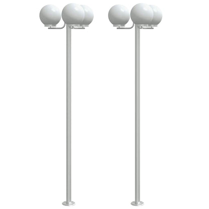 Lampade Da Terra Per Esterni 2Pz Argento 215Cm In Acciaio Inox