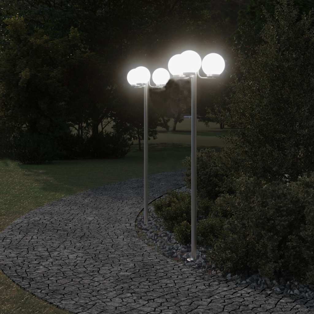 Lampade Da Terra Per Esterni 2Pz Argento 215Cm In Acciaio Inox