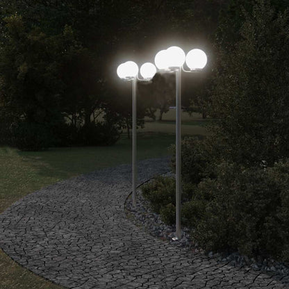 Lampade Da Terra Per Esterni 2Pz Argento 215Cm In Acciaio Inox