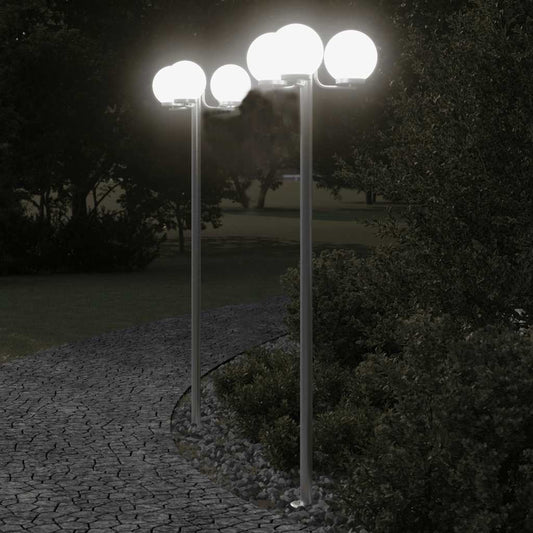 Lampade Da Terra Per Esterni 2Pz Argento 215Cm In Acciaio Inox