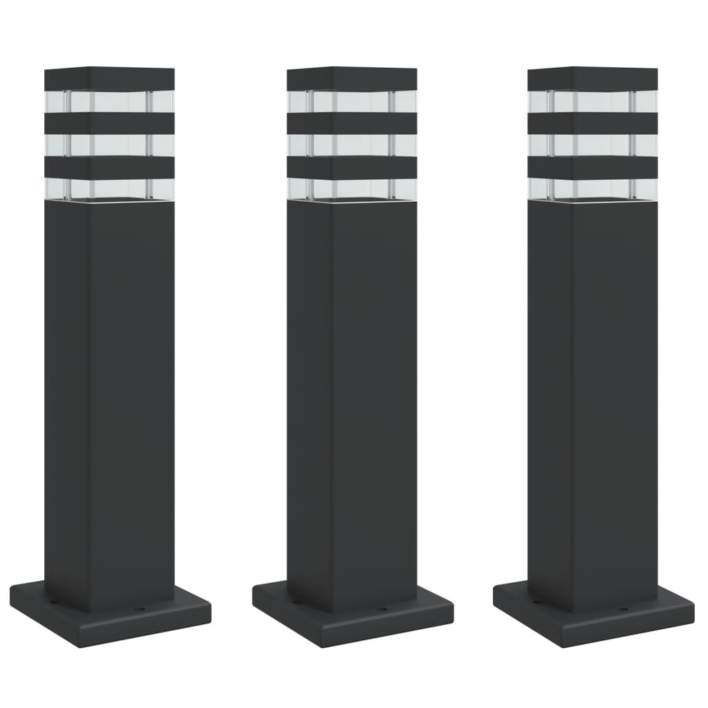 Lampade Da Terra Per Esterni Nera In Alluminio Argento 50 Cm