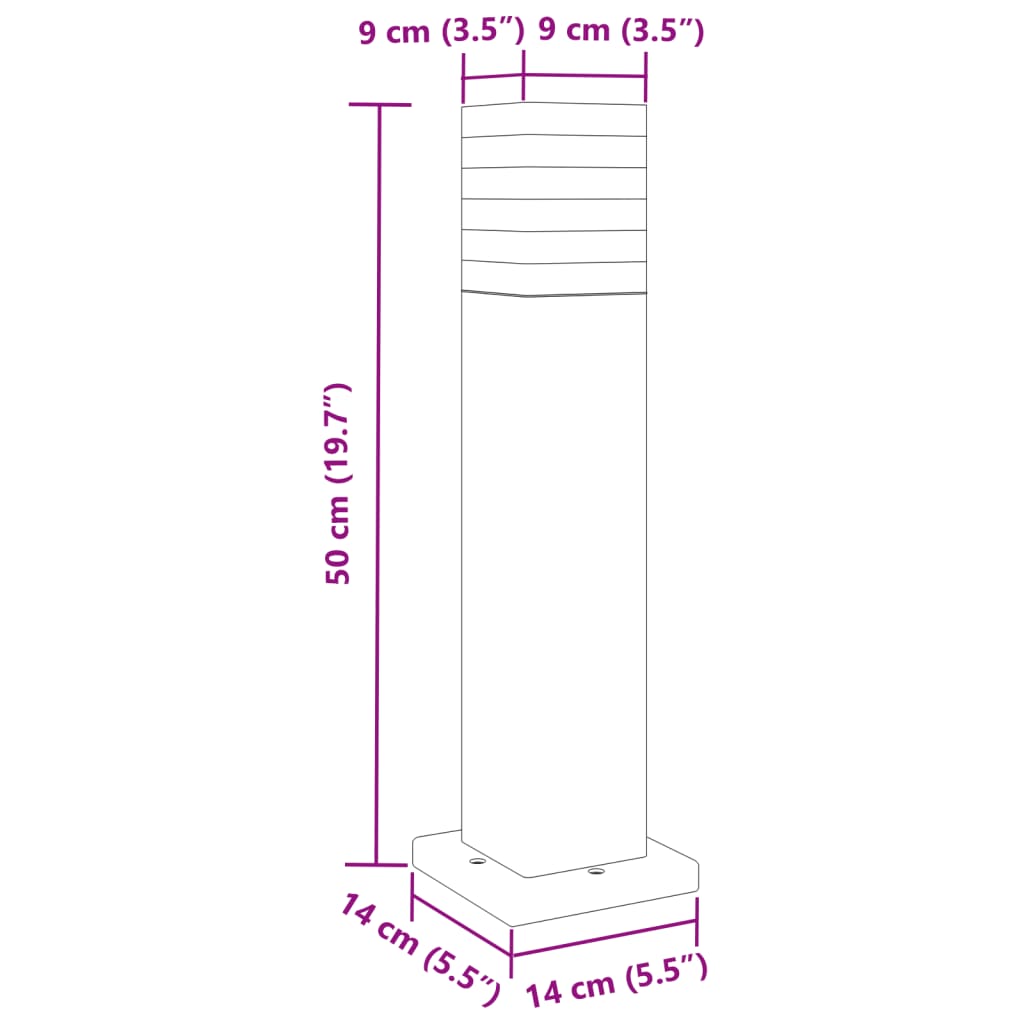 Lampade Da Terra Per Esterni Nera In Alluminio Argento 50 Cm