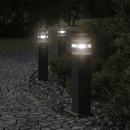 Lampade Da Terra Per Esterni Nera In Alluminio Argento 50 Cm