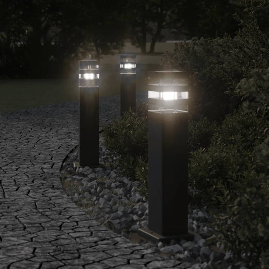 Lampade Da Terra Per Esterni Nera In Alluminio Argento 50 Cm