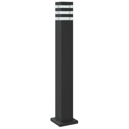 Lampade Da Terra Per Esterni 3Pz Nere In Alluminio Argento 80 Cm