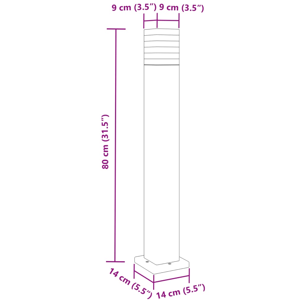 Lampade Da Terra Per Esterni 3Pz Nere In Alluminio Argento 80 Cm