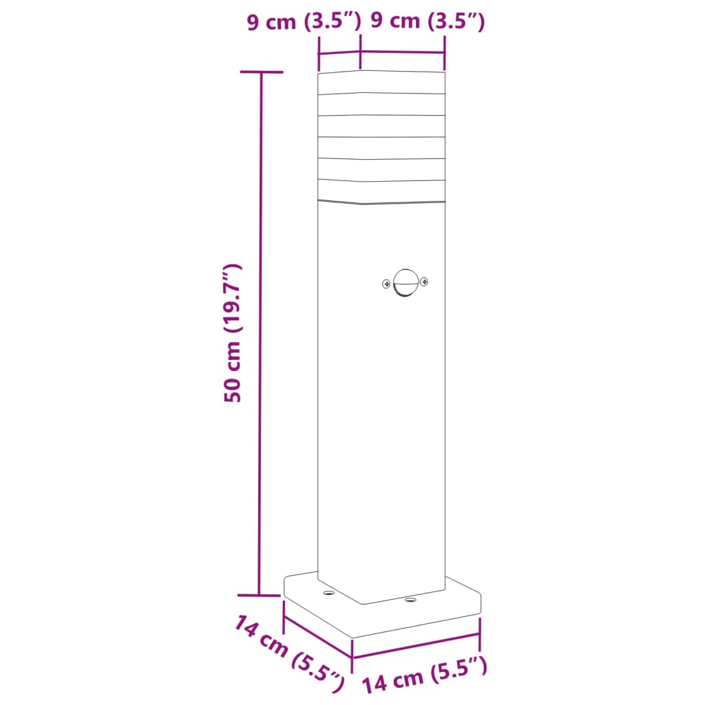 Lampada Da Terra Per Esterni Nera 50Cm In Alluminio 50 Cm