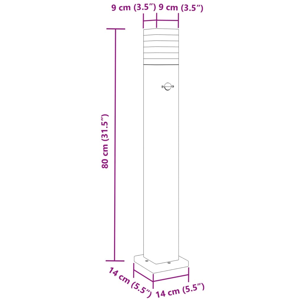 Lampade Terra Per Esterni Con Sensori 3Pz Nere 80Cm Alluminio 80 Cm
