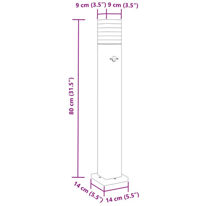 Lampade Terra Per Esterni Con Sensori 3Pz Nere 80Cm Alluminio 80 Cm