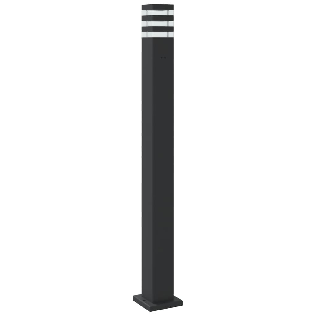 Lampade Terra Per Esterni Con Sensori 3Pz Nere 110Cm Alluminio Argento 110 Cm