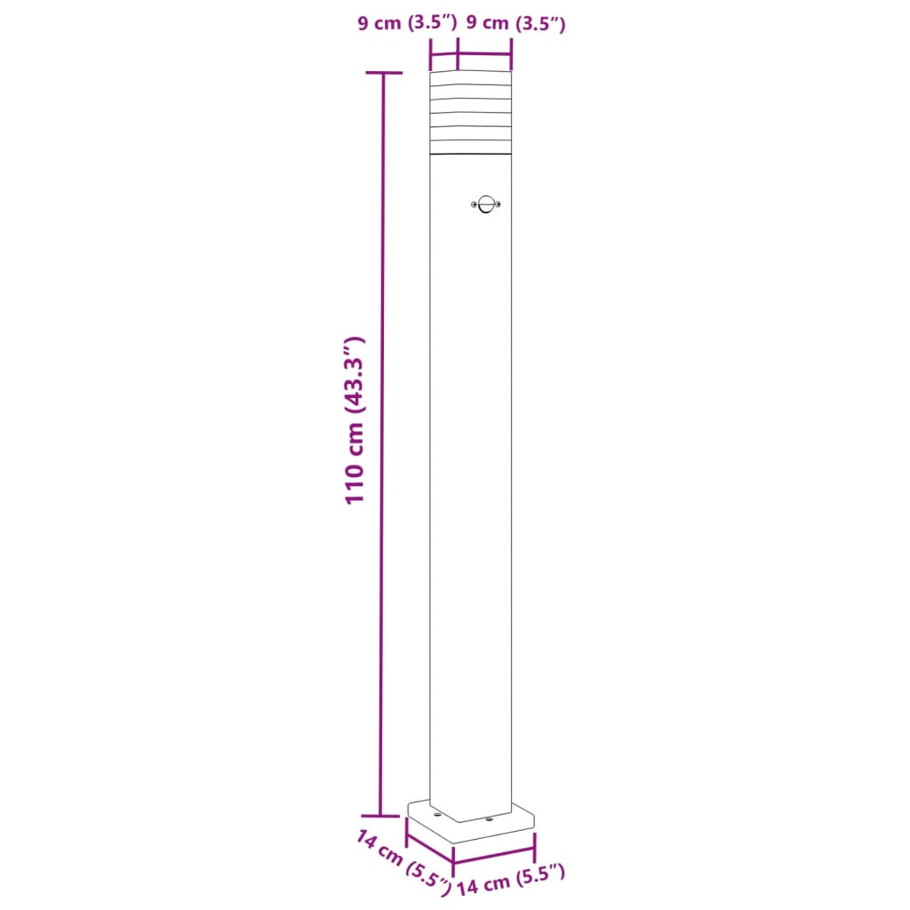 Lampade Terra Per Esterni Con Sensori 3Pz Nere 110Cm Alluminio Argento 110 Cm