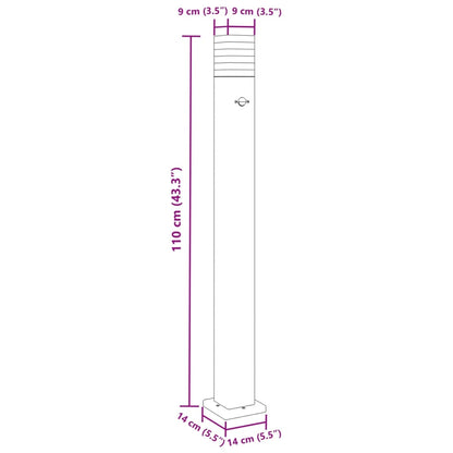Lampade Terra Per Esterni Con Sensori 3Pz Nere 110Cm Alluminio Argento 110 Cm