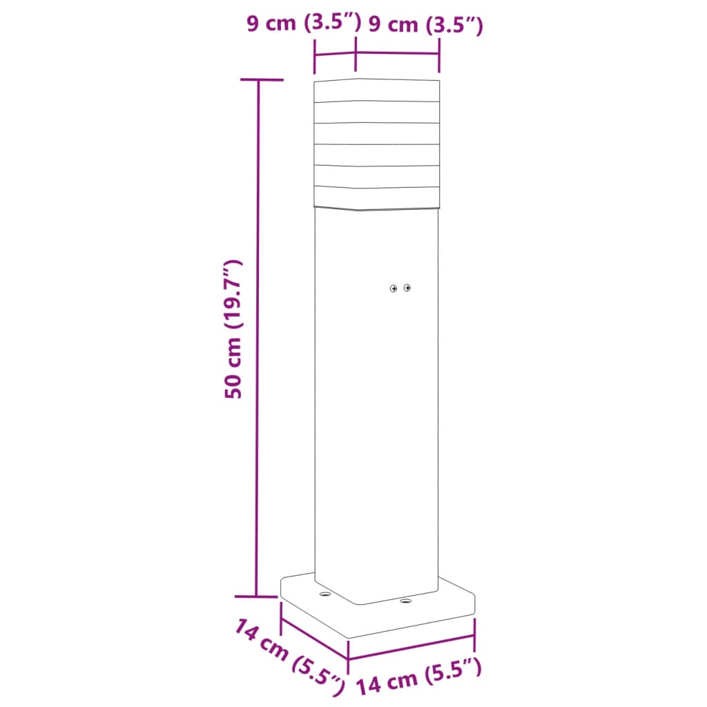 Lampada Da Terra Per Esterni Nera Alluminio 50 Cm