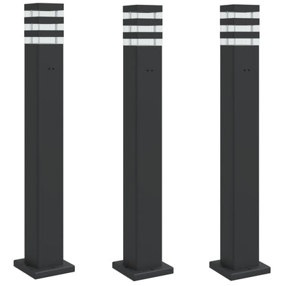 Lampade Da Terra Per Esterni 3Pz Nere Alluminio 80 Cm
