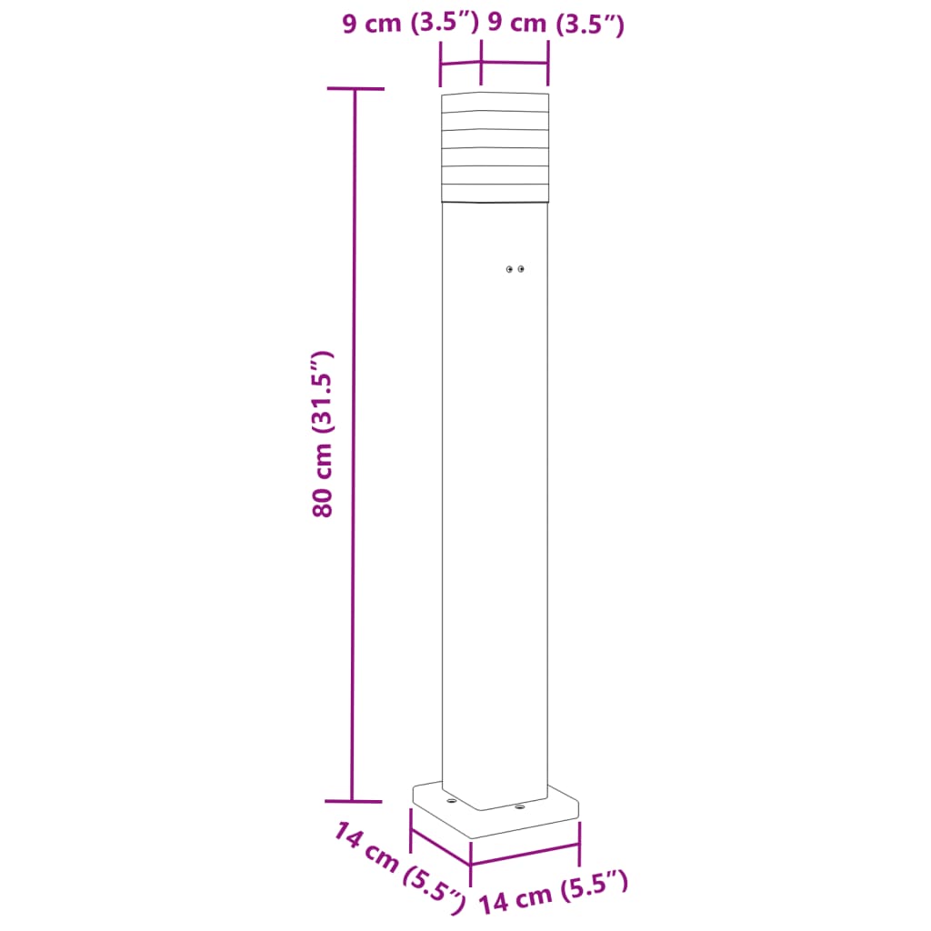 Lampade Da Terra Per Esterni 3Pz Nere Alluminio 80 Cm