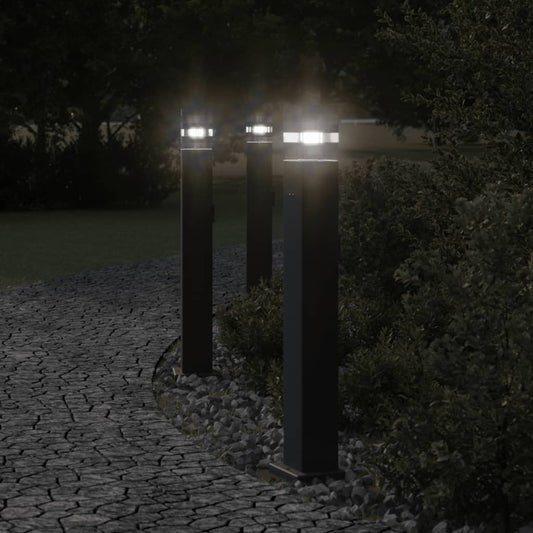 Lampade Da Terra Per Esterni 3Pz Nere Alluminio 80 Cm