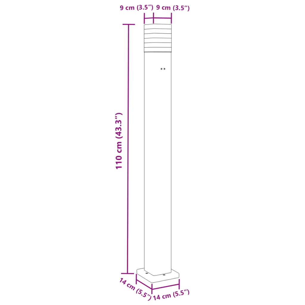 Lampada Da Terra Per Esterni Nera Alluminio 110 Cm