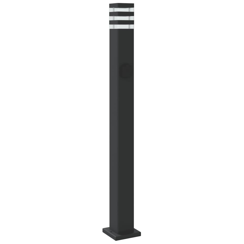 Lampade Da Terra Per Esterni 3Pz Nere 110Cm Alluminio Argento 110 Cm
