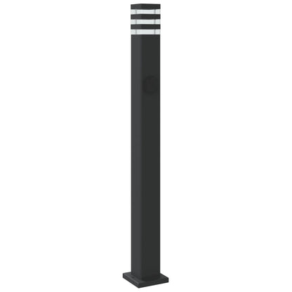 Lampade Da Terra Per Esterni 3Pz Nere 110Cm Alluminio Argento 110 Cm